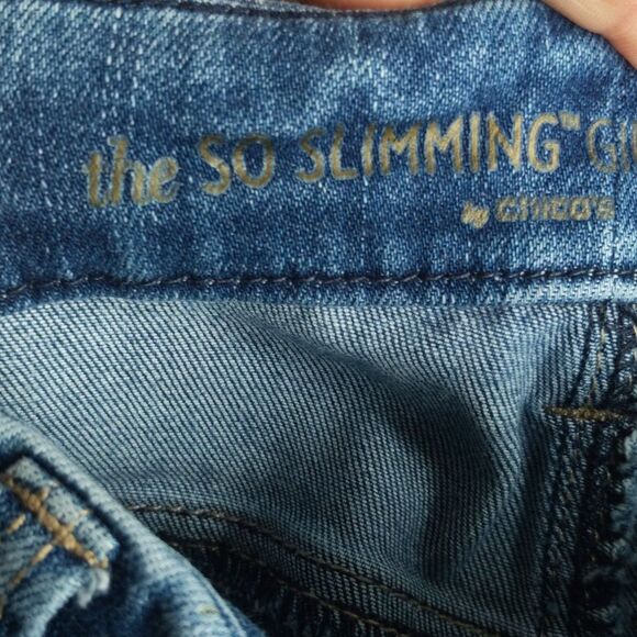 Chico's So Slimming Girlfriend Ankle jeans, distressed, embroidered 2 - Picture 5 of 11